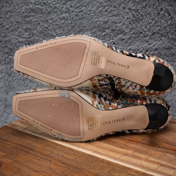 Gianni Bini Palmero Flannel Plaid Black Ankle Zip Booties Boot Kitten Heel 6 M - Picture 6 of 6